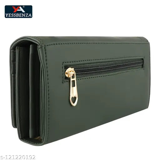 Black zipper clutch wallet with multiple card slots, trendy design