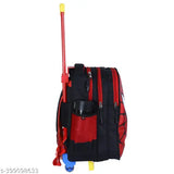 Waterproof polyester trolley bag (30L), multi-compartment, red and multicolor, spider print design, suitable for kids' school use, made in India