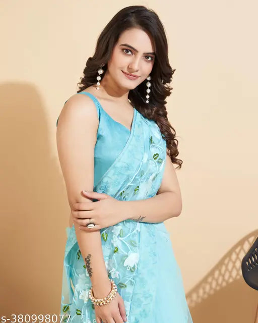 Embroidered net saree in Bangalori silk, Vaamika14 single piece from India