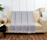 Light blue cotton chevron throw blanket, size 50x60 or 125x150 cm, for sofa or bed