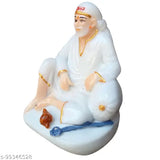 Marble SaiBaba Dwarkamai Idol, 4 inches - Home & Car decor with religious symbolism
