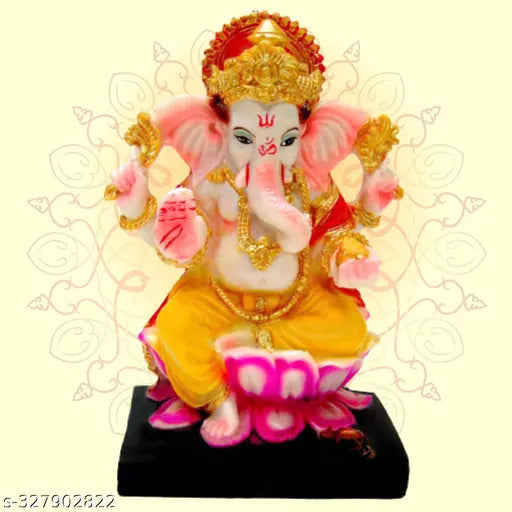 Poly resin Ganesha idol (8cm x 10cm x 14cm), traditional Indian home decor for worship