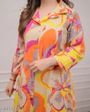 Rayon printed kurta set with palazzos, three-quarter sleeves, women's ethnic wear from India