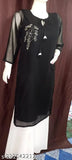 Georgette Sarara kurti set with palazzos, hand-embroidered Indian fashion