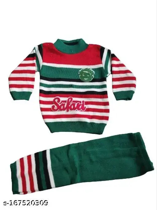 Wool striped Vansh sweater for baby - warm and cozy winter wear in 0-1 years, made in India