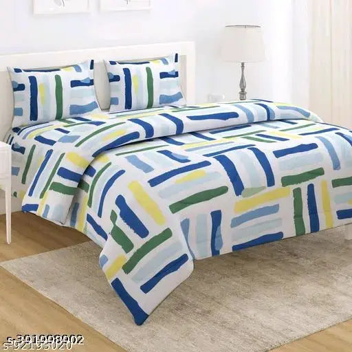 Attractive printed floral cotton blend queen comforter set with matching bed sheets (4 sets), close-up view