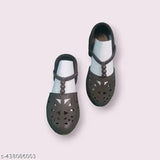Black strappy sandal with white soles