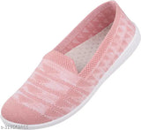 Peach synthetic slip-on Walkaroo ladies belly shoes (India) - printed ballerina style footwear