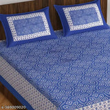THE HOBBY BOUNTY 110TC Cotton Sanganeri Print Double Bed King Size Bedsheet with 2 Pillow Covers ,90 X 108 Inch