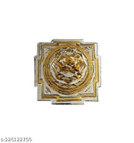 Shri Meru Yantra, Sri Chakra design, intricate ashtadhatu pattern, gold-colored, rectangular shape, spiritual symbolism
