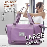 Purple travel duffle bag with folding design, suitable for shopping and luggage