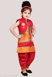 Silk blend self-design net kurti for girls aged 2-13, cute and classy Indian fashion