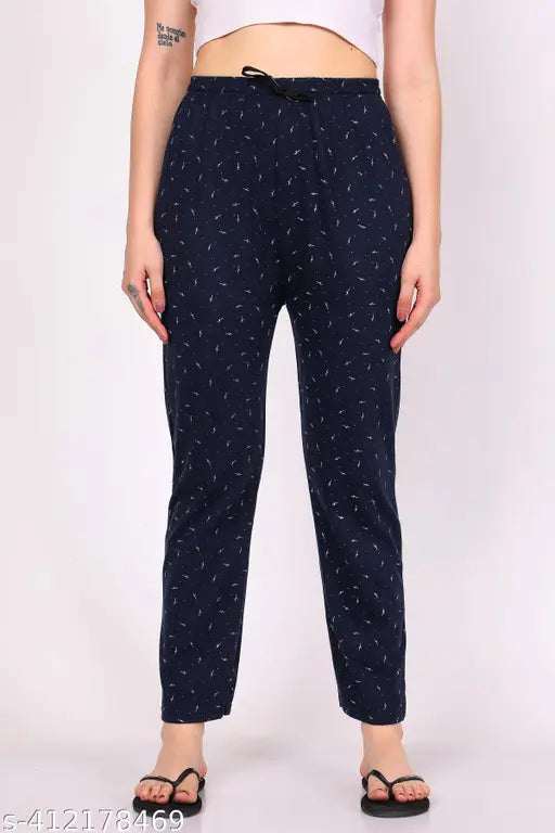 Blue cotton printed women's pajamas