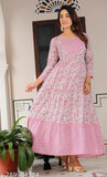 Rayon printed embroidery gown for woman fashion, three-quarter sleeves, vibrant Indian print dress