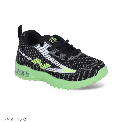 Stylish LED light sports shoes, black and grey, white sole, kids shoe