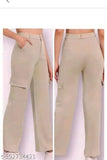 Cotton blend baggy cargo pants, solid color with good stitching, men's pants for sizes 26, 28, 30, 32 (India origin)