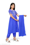 Georgette embroidered kurta set with dupatta, 4-13 years, handwork front cut design, Indian origin