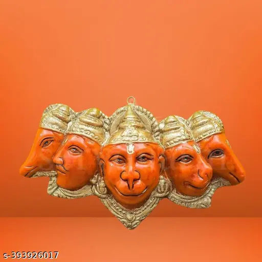 Resin Panchmukhi Hanuman statue, compact home decor protection from evil eye, India origin