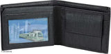 Modern faux leather wallet, dual compartment, solid black design for men's daily use