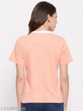 Cotton crew neck t-shirt by YUYAM, essential women's wear in solid color from India