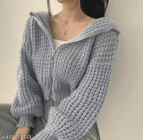 Imported wool solid Barbara sweater, long sleeves for women's fashion, featuring 'M' size with bust 36in and length 21in, made in India