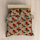 Multicolor botanical-patterned superfine cotton elastic fitted king-size bedsheet, 240TC, includes 2 pillow covers, elevate bedroom decor