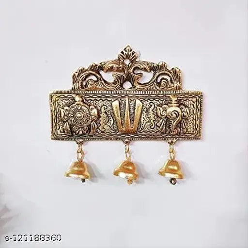 Tirupati Shankh Chakra Namah metal handicraft door hanging, Indian art showpiece for home/office decor or house warming gift, size LBH18x15x3