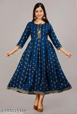 Navy blue, embroidered, anarkali women's kameez with traditional pallu