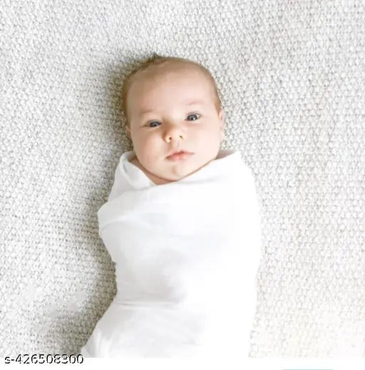 White Organi Cotton SwaddlePACK 4 (100x100in), ideal for AC room, premium quality Indian-made baby muslin cloth