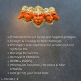Orange resin Panchmukhi Hanuman Ji statue for home decor, gifting protection from evil eye - 17 cm wide