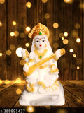 Marble dust Saraswati Maa Murti, decorative home pooja room showpiece (4x2.3 inches)