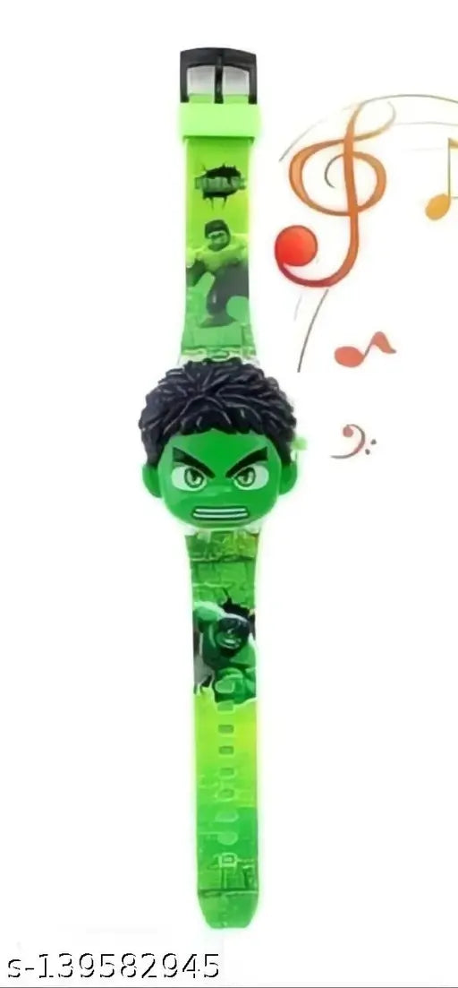 3D Action Figure SpiderMan & Hulk Face Based Toy Design Digital Glowing Watch with Disco Music and Blinking Lights for Kids | for Boys Girls- Good Birthday Return Gift ( Set of 2)