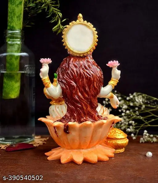 Marble Lakshmi Ji sculpture, 7 inch handcrafted spiritual idol for pooja room or decorative showpiece