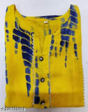 Tie Dye Print Rayon Kurti with button design for women's wear, suitable for festivals and traditional occasions. Three-quarter sleeves, available in sizes S to 4XL