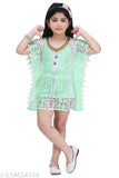 Blue linen frock, baby girls fashionable dress