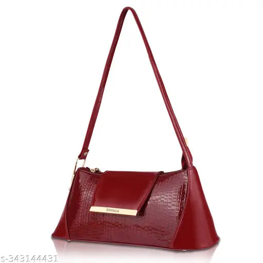 Red shoulder bag with unique design