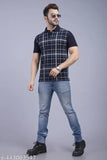 Mens polo printed cotton t-shirt, short sleeves, size S (19in x 27.5in), India