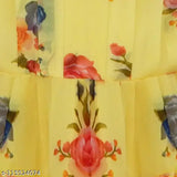 Yellow floral dress with knee length