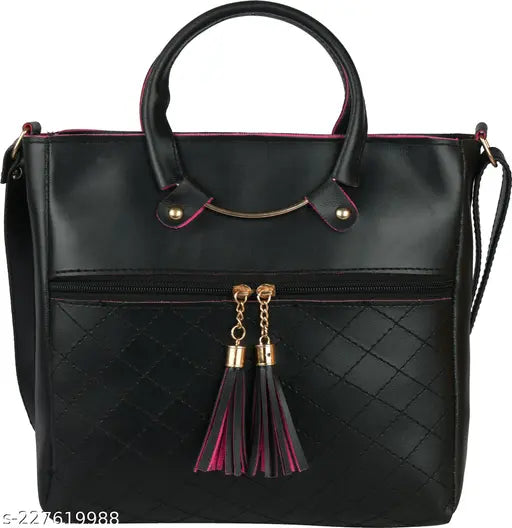 Womens side sling bag with adjustable strap, featuring a tassel detail