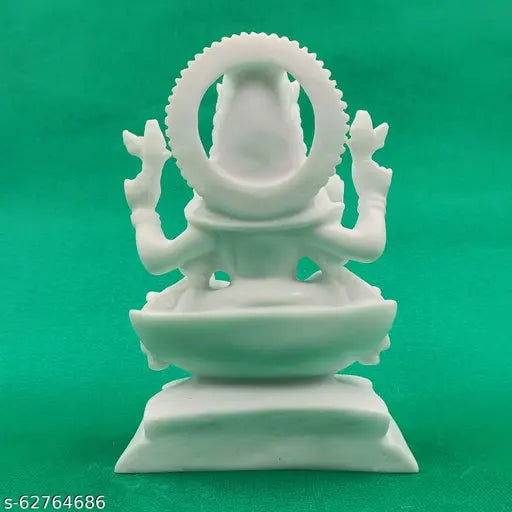 Marble Goddess Lakshmi idol, antique-style showpiece for home Pooja Room or Temple, ideal for Diwali decoration or gifts. Dimensions: 10cm (L) x 5 inches (H) x 2 inches (W), weighs 200g each. Made in India