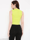 Lime Punch Polyester Tank Top - BLANCD women's solid ribbed sleeveless top, perfect for summer wardrobe refresh