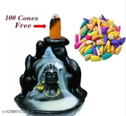Smoky resin Adi Shankara Shiva Idol, 14cm decorative showpiece with free cones