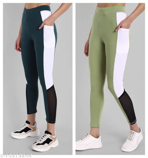 Striped net Lycra leggings for women, comfortable and fully stretchable gym wear, best for exercise (size 24, 26, 32, 34, 36, 38) made in India