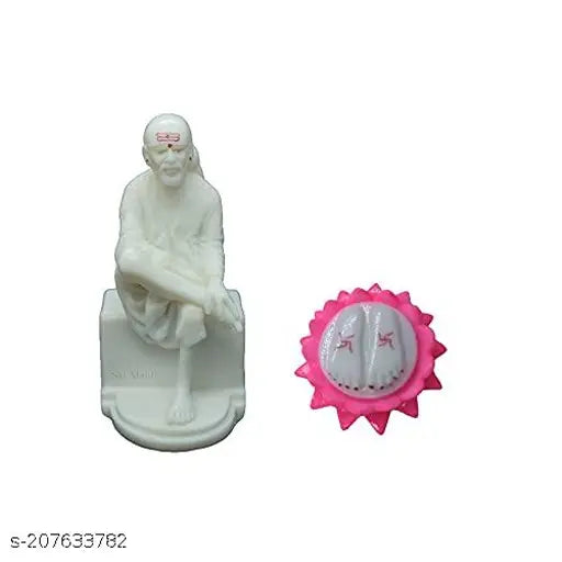 Marble Sai Baba Combo Idol, handcrafted poly resin god figure for pooja room or gifting (3.5 x 1.5 x 1 inch, 250gm)