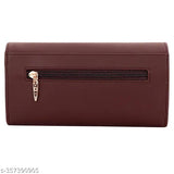 Maroon faux leather wallet with zip closure, 2 card slots