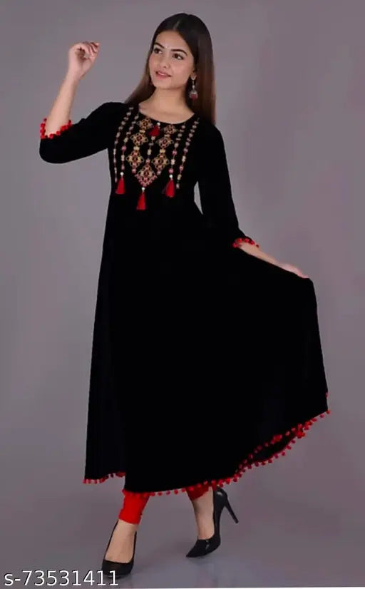 Rayon embroidered Chitrarekha alluring kurti, three-quarter sleeve length, S-XXXL sizes available
