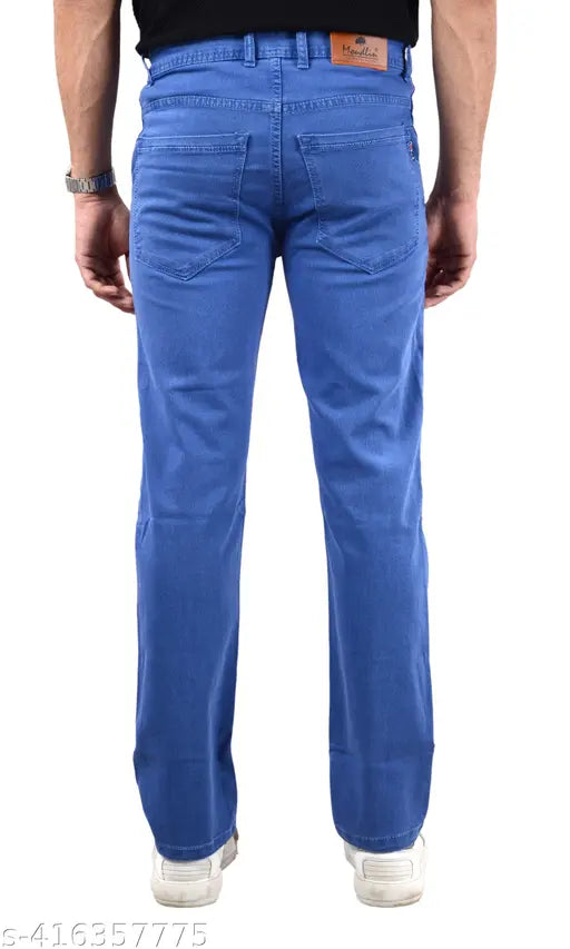 Skyblue stretchable denim jeans for men - classic, comfortable, and stylish, perfect for casual or dressed-up occasions. Made in India, available in multiple sizes from 28 to 40