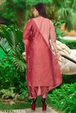 Art silk embroidered kurta set with pant and dupatta, three-quarter sleeves, round neck, side slit. Silk blend fabric for party wear comfort. India origin