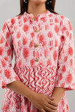 Cotton print anarkali gown dress, three-quarter sleeves, vibrant Indian ethnic wear