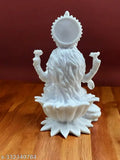 Cultured marble Lakshmi statue, 18cm tall, Hindu Goddess of wealth and prosperity on indoor display, India origin